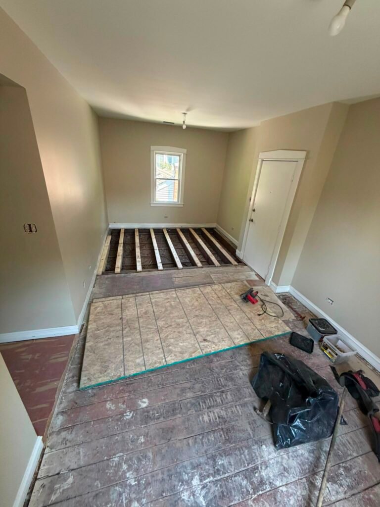 Flooring before restoration — Evanston, IL