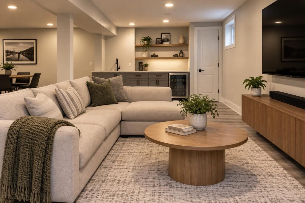 Basement lounge with wet bar — Fairway Home Remodeling