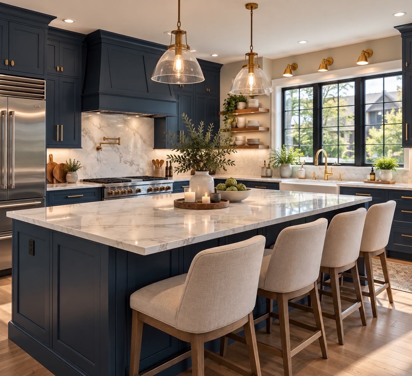 Custom kitchen cabinetry and marble countertops Chicago